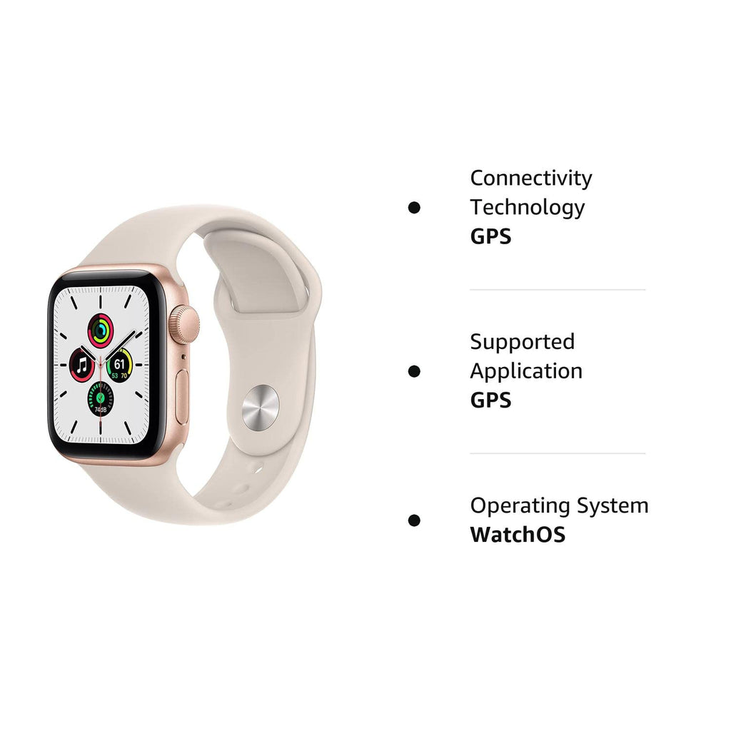 Apple Watch SE (GPS, 40mm) - Gold Aluminum Case with Starlight Sport Band - Regular -MKQ03LL/A