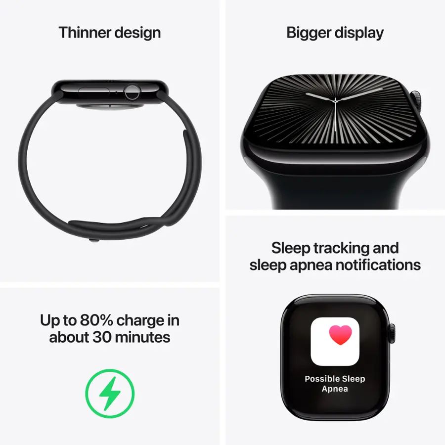 Apple Watch Series 10 (GPS + Cellular) 46MM Silver Aluminum Case W/ Denim Sport Band - M/L