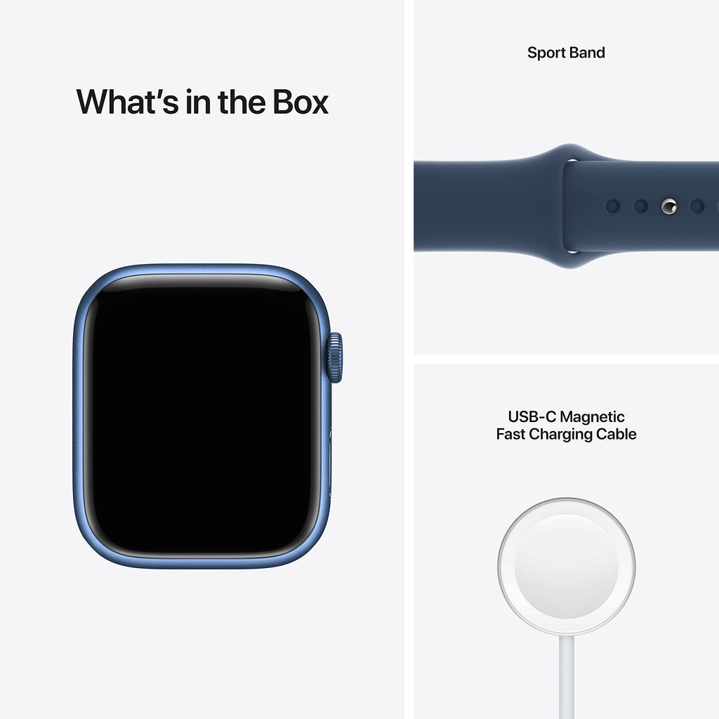 Apple Watch Series 7 (GPS, 45mm) Blue Aluminum Case with Abyss Blue Sport Band - MKN83LL/A
