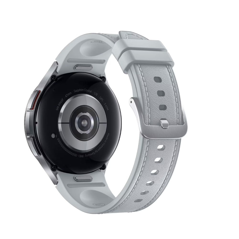 Samsung Galaxy Watch 6 Classic 47mm LTE - Silver Stainless Steel w/Silver Leather Band - SM-R965UZSAXAA