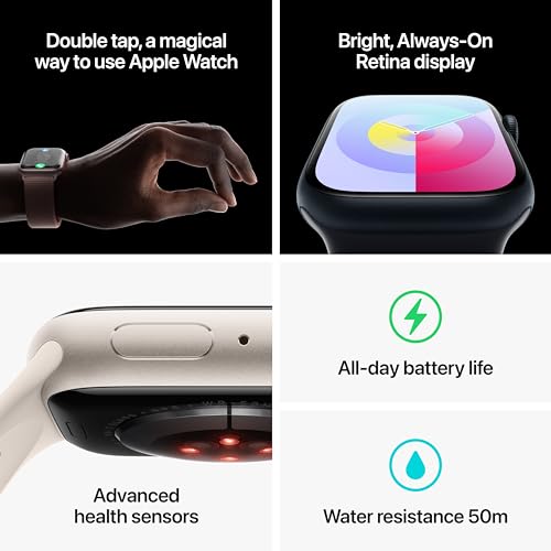 Apple Watch Series 9 (GPS) 45mm Aluminum Case with Red Sport Band - M/L - (PRODUCT)RED