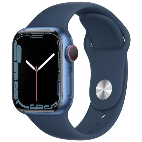 Apple Watch Series 7 (GPS + Cellular, 41mm) Blue Aluminum Case with Abyss Blue Sport Band - MKHC3LL/A