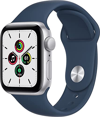 Apple Watch SE (GPS) 40mm Silver Aluminum Case with Abyss Blue Sport Band - MKNY3LL/A