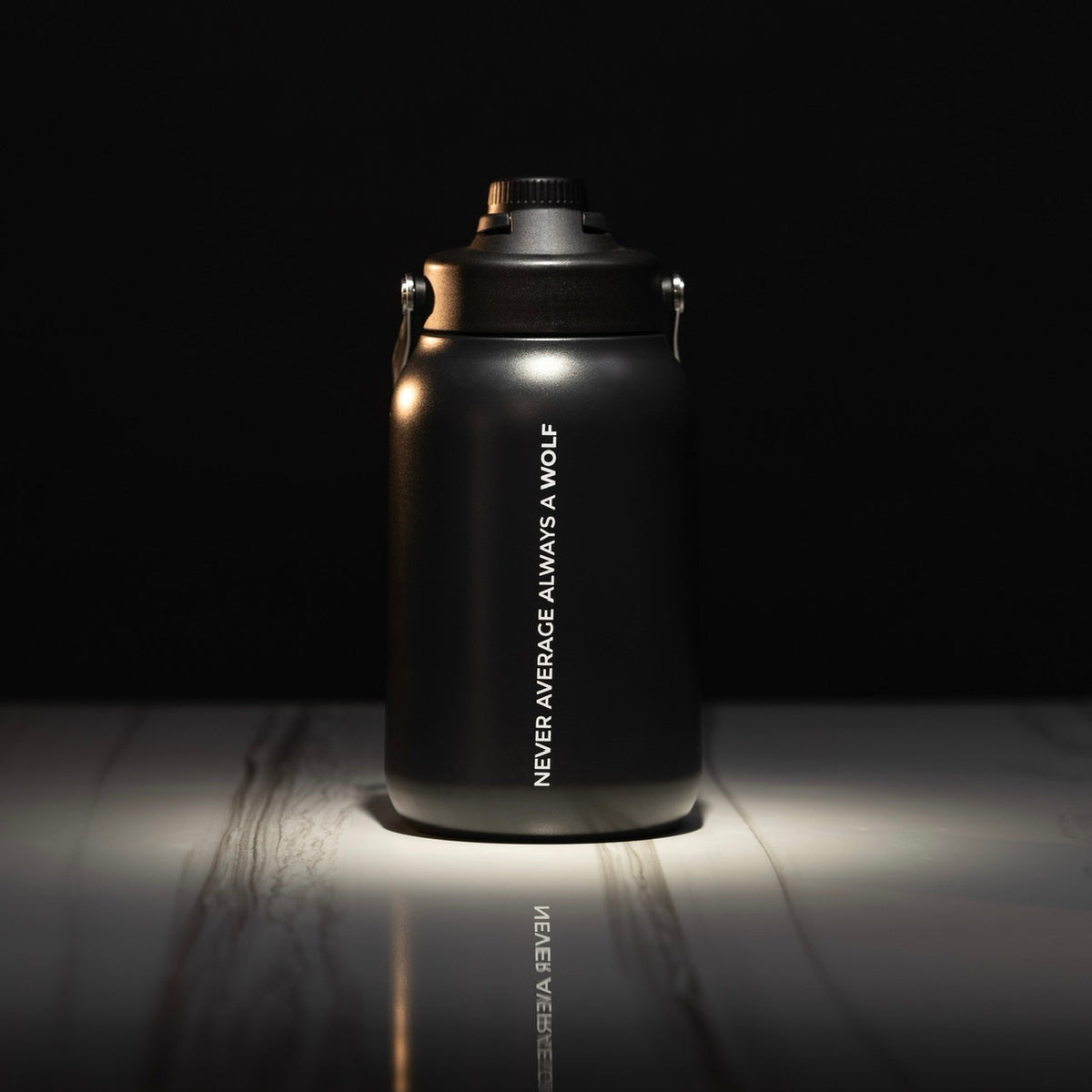 64oz Flask Black White Letters