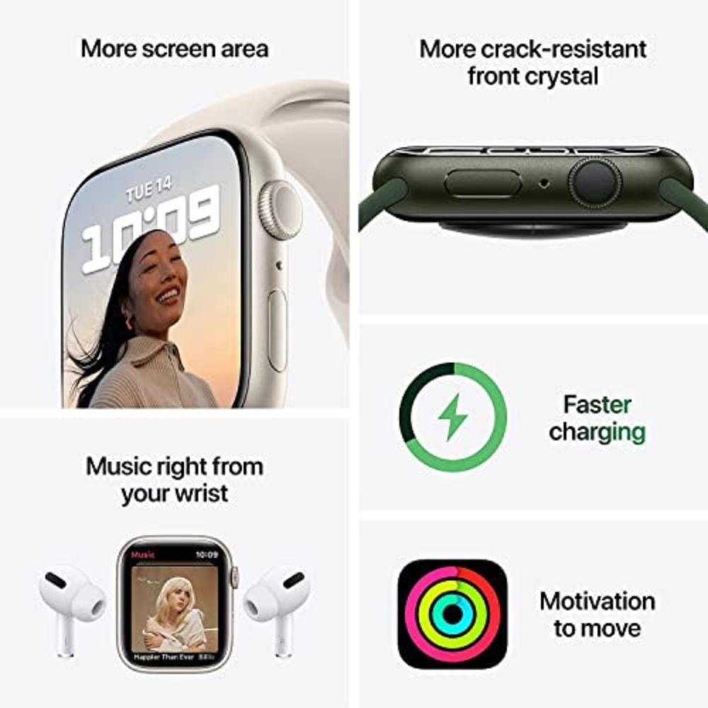 Apple Watch Series 7 (GPS, 45mm) Midnight Aluminum Case with Midnight Sport Band, Regular - MKN53LL/A