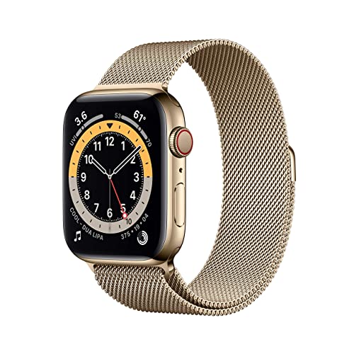 Apple Watch Series 6 (GPS + Cellular, 44mm) - Gold Stainless Steel Case with Gold Milanese Loop - M07P3LL/A