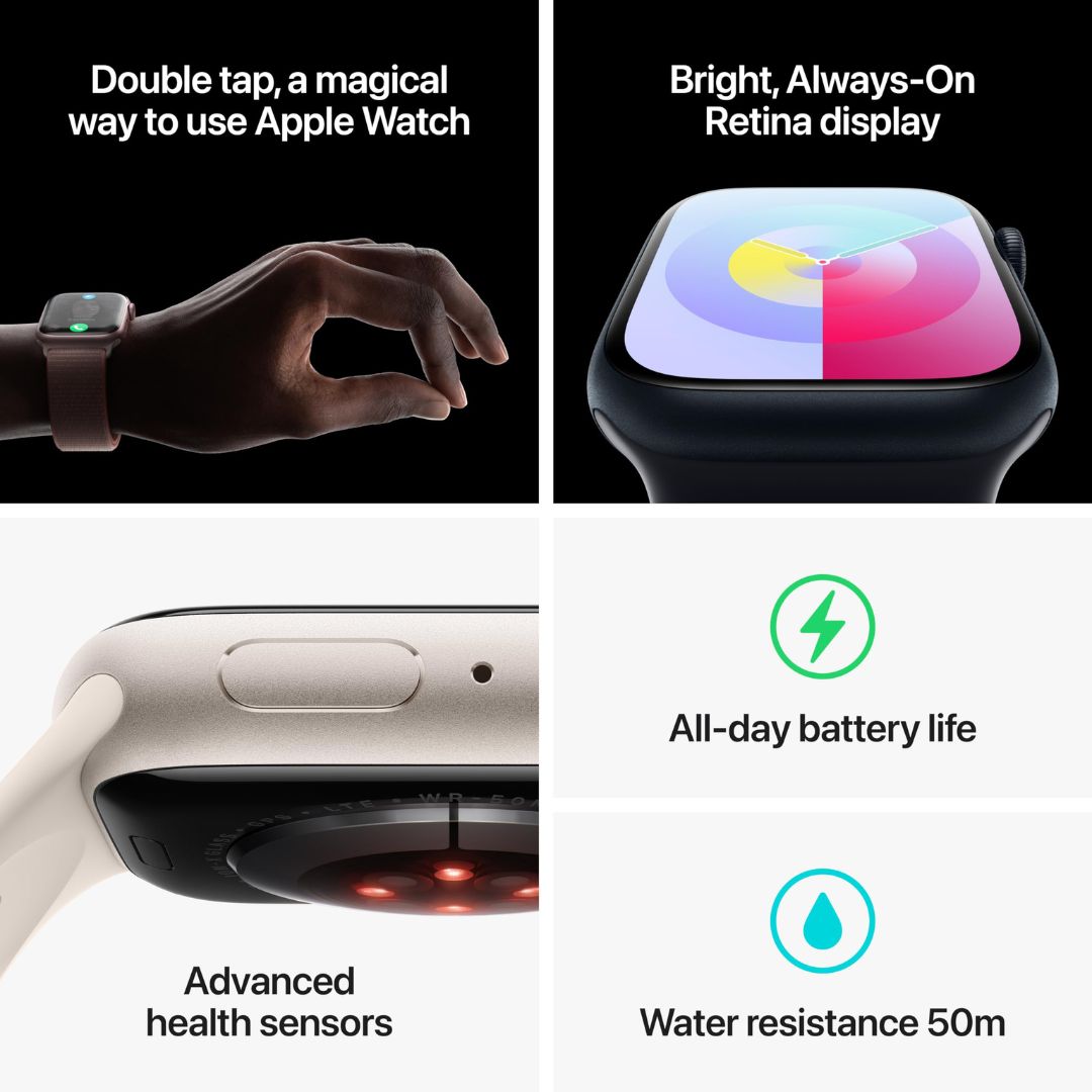 Apple Watch Series 9 (GPS + Cellular) 45mm Aluminum Case with Light Pink Sport Band - S/M - Pink - MRMK3LL/A