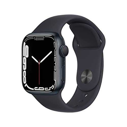 Apple Watch Series 7 (GPS, 41mm) Midnight Aluminum Case with Midnight Sport Band, Regular - MKMX3LL/A