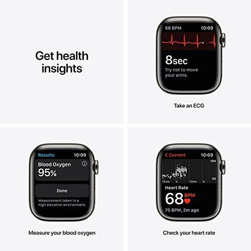 Apple Watch Series 7 (GPS + Cellular, 41MM) Graphite Stainless Steel Case with Abyss Blue Sport Band - MKHJ3LL/A