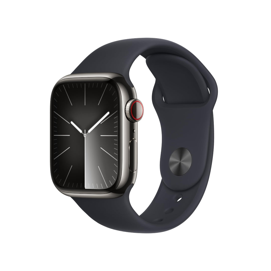 Apple Watch 9 (GPS+Cell) 41mm Stainless Steel Case with Sport Band - Graphite