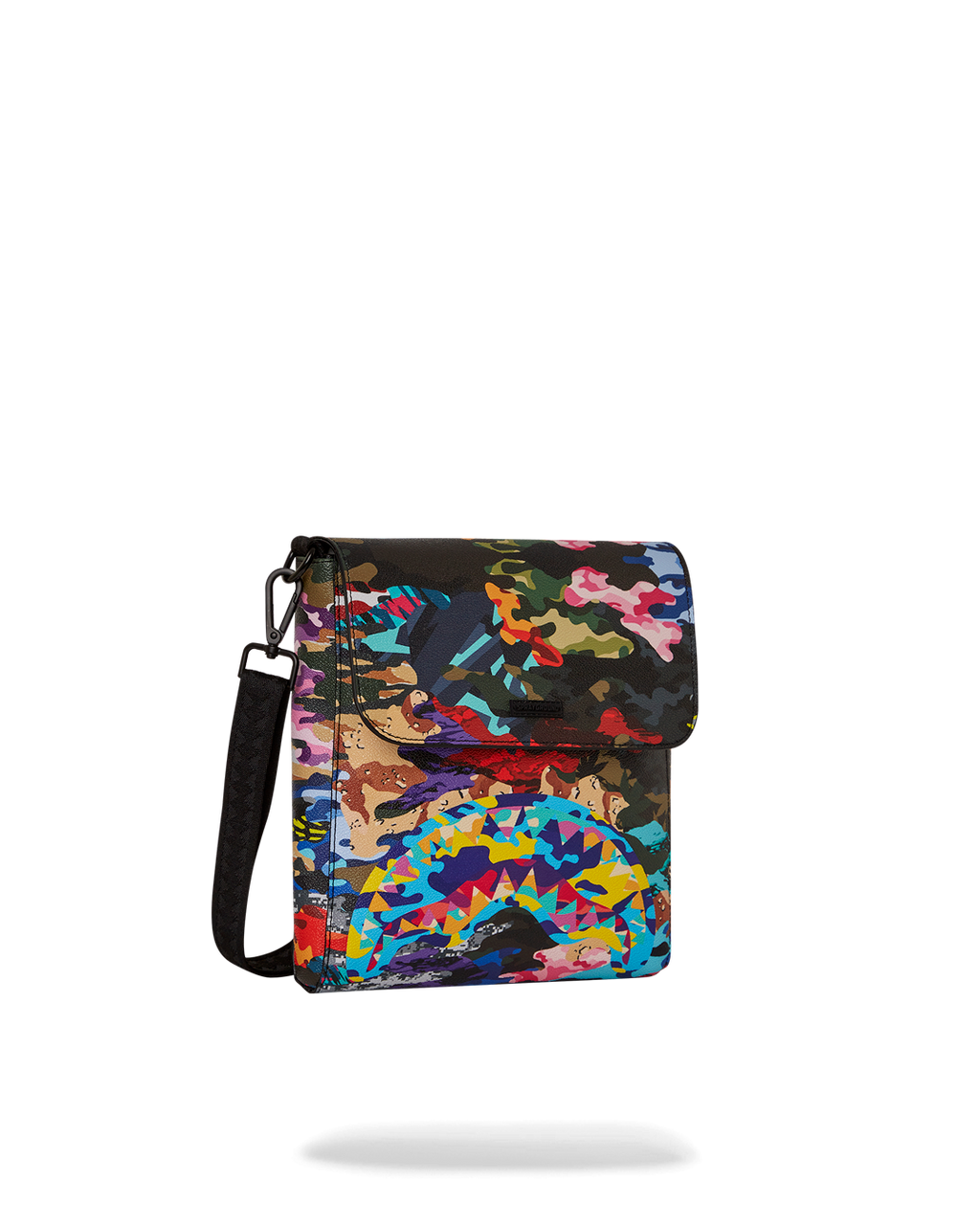 SLICED AND DICED CAMO MESSENGER SLING BAG