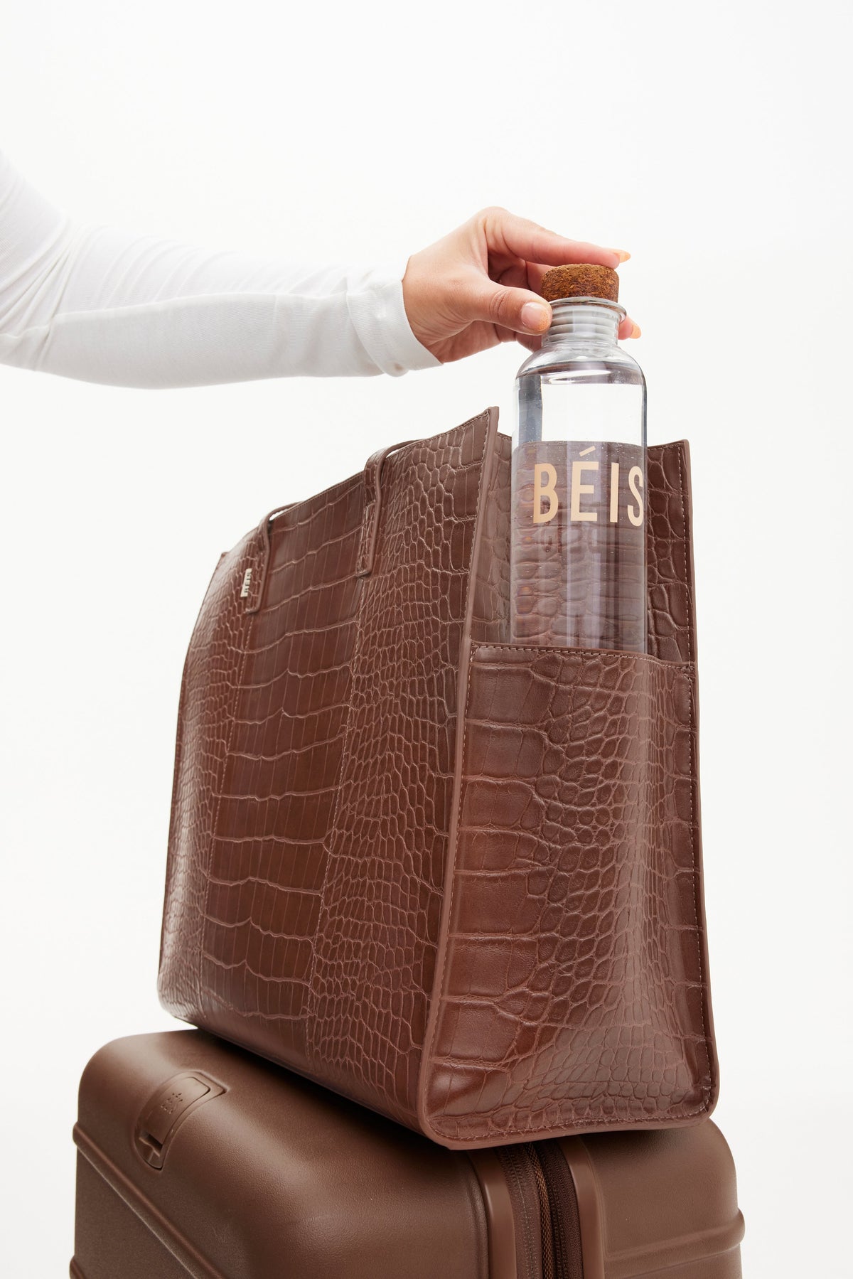 The Large Work Tote in Maple Croc