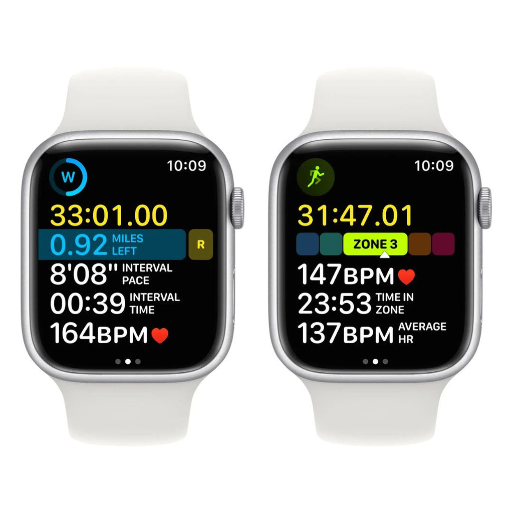 Apple Watch Series 8 (GPS+ Cellular 45MM) Silver Aluminum Case with White Sport Band - MP4Q3LL/A