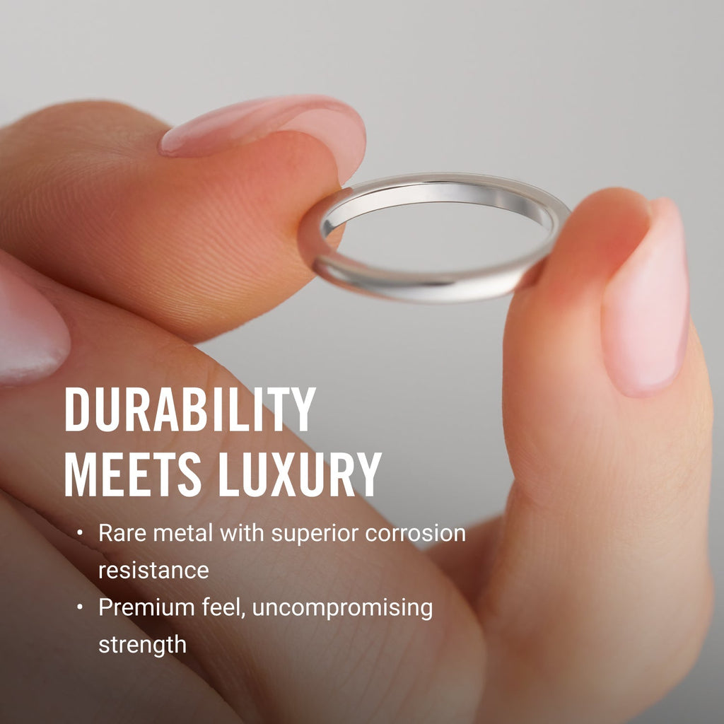 Ridge 2mm Rounded Ring Set - 14K White Gold