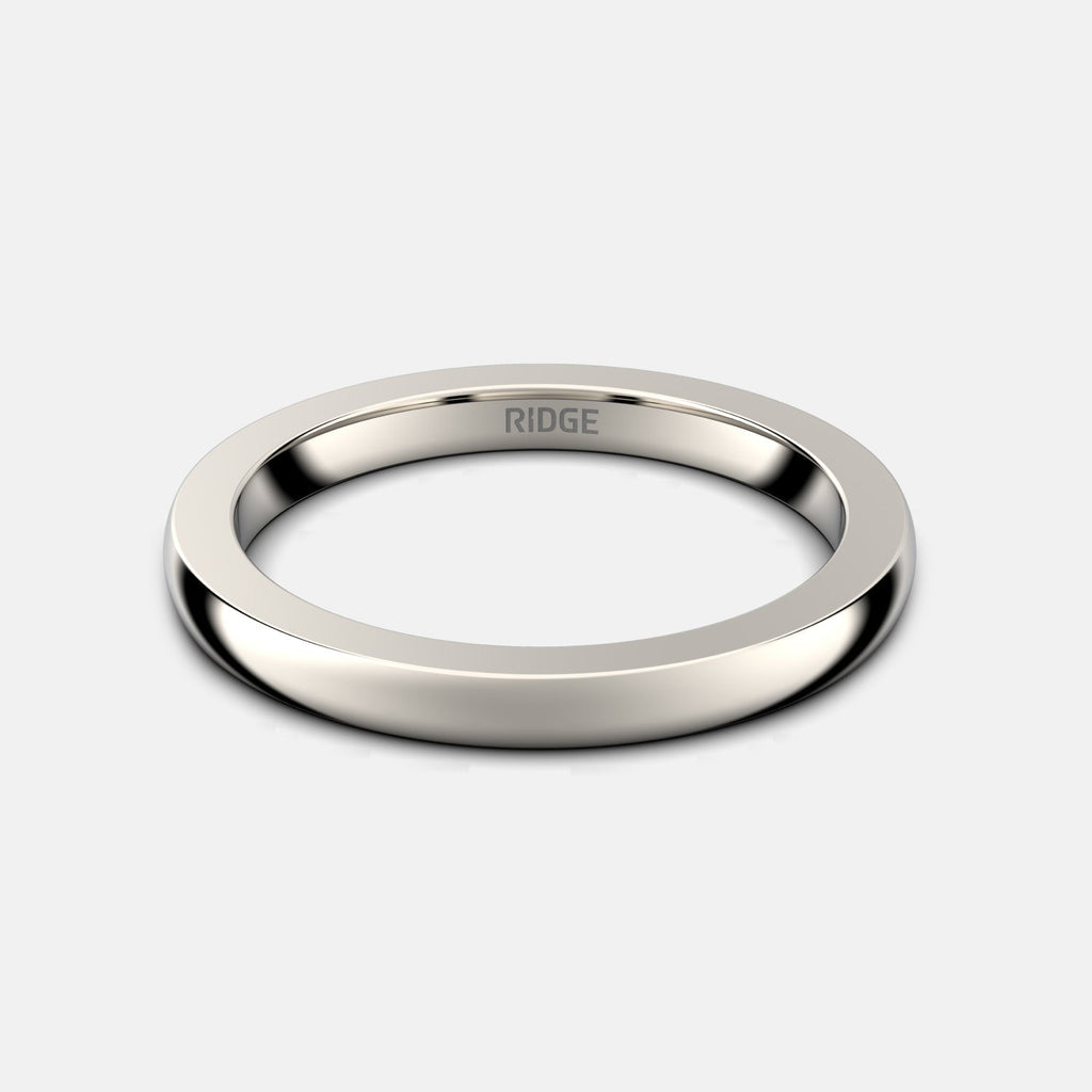 Ridge 2mm Rounded Ring Set - 14K White Gold