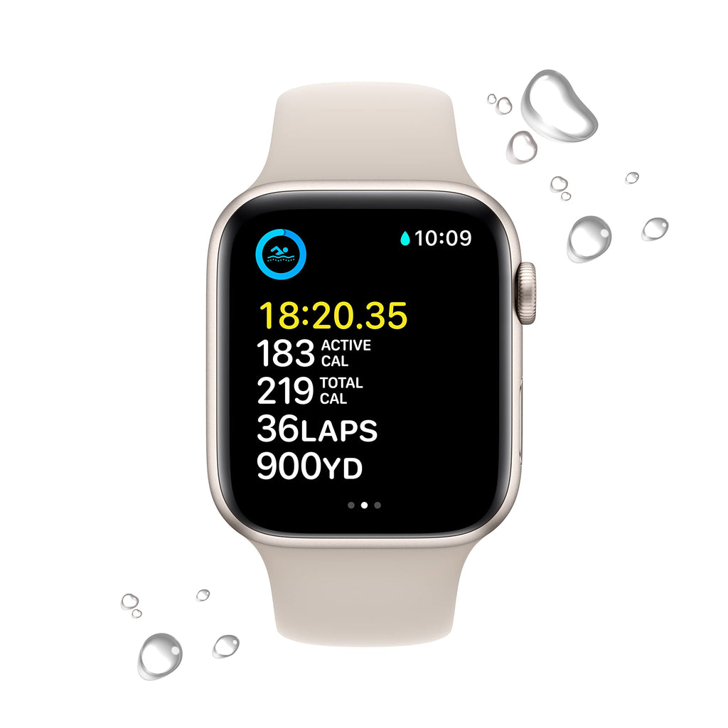 Apple Watch SE 2nd Generation (GPS + Cellular) 44mm Starlight Aluminum Case with Starlight Sport Band - S/M - MRGT3LL/A