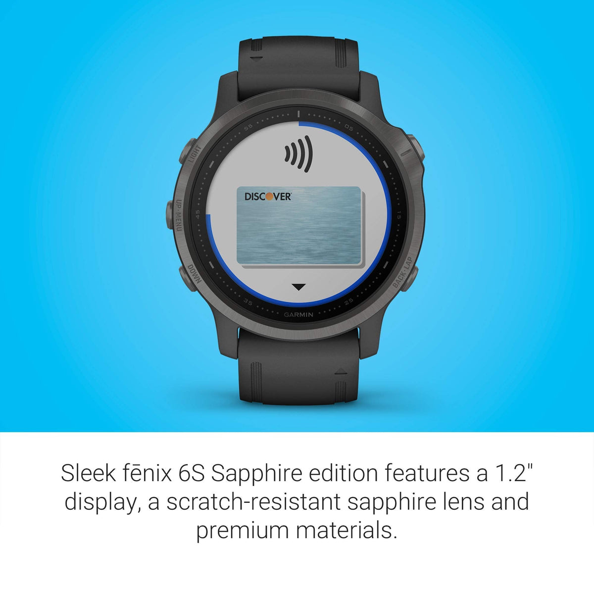Garmin - f?nix 6S Sapphire GPS 30mm  - Carbon Gray with Black Silicone Band - 010-02159-24