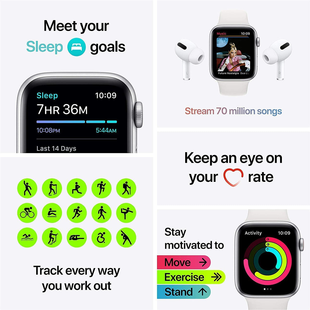 Apple Watch SE 44mm GPS Cellular Space Gray Aluminum Case Black Sport Band - MKRR3LL/A
