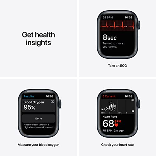 Apple Watch Series 7 (GPS, 41mm) Midnight Aluminum Case with Midnight Sport Band, Regular - MKMX3LL/A