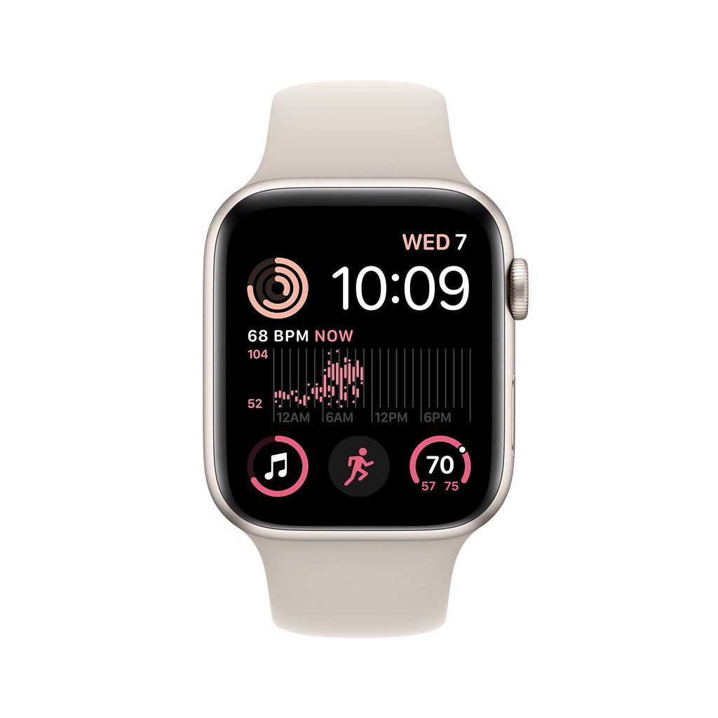 Apple Watch SE 2nd Generation (GPS + Cellular) 44mm Starlight Aluminum Case with Starlight Sport Band - S/M - MRGT3LL/A