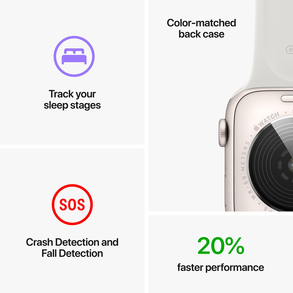 Apple Watch SE 2nd Gen (GPS) 44mm Aluminum Case with White Sport Band - S/M - Silver
