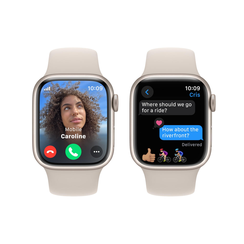 Apple Watch Series 9 (GPS + Cellular) 41mm Aluminum Case with Starlight Sport Band - S/M - Starlight - MRHN3LL/A