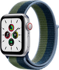 Apple Watch SE (GPS + Cellular) 40mm Silver Aluminum W/ Abyss Blue/Moss Green - MKQM3LL/A